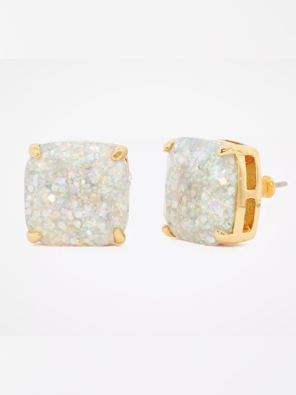 NWT Kate Spade New York K7638 Opal Iridescent Glitter Square Stud Earrings